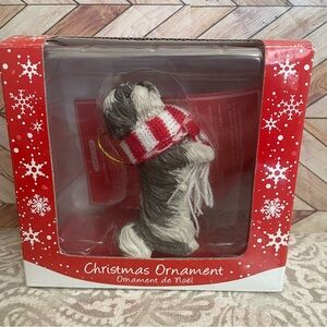 VTG Sandicast SHIH TZU dog Christmas Dog ornament hand cast and hand painted.